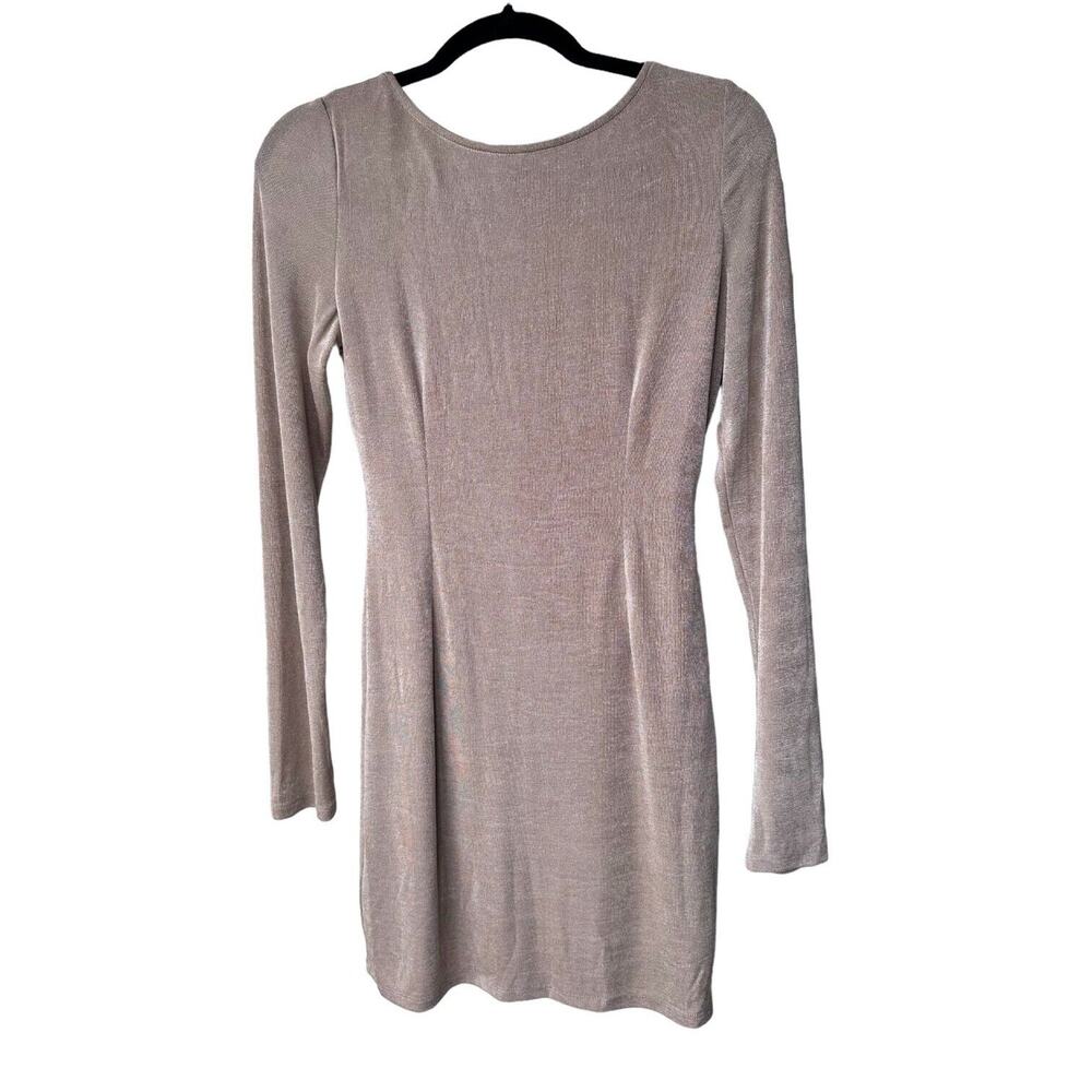 mable long sleeve mini dress brown with streaks of gold women medium